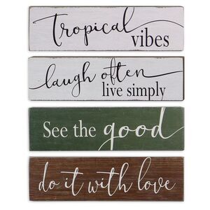 Love Often Tropical Vibes See Good Laugh Often 7.25 Inches Wood Blocks Set of 4
